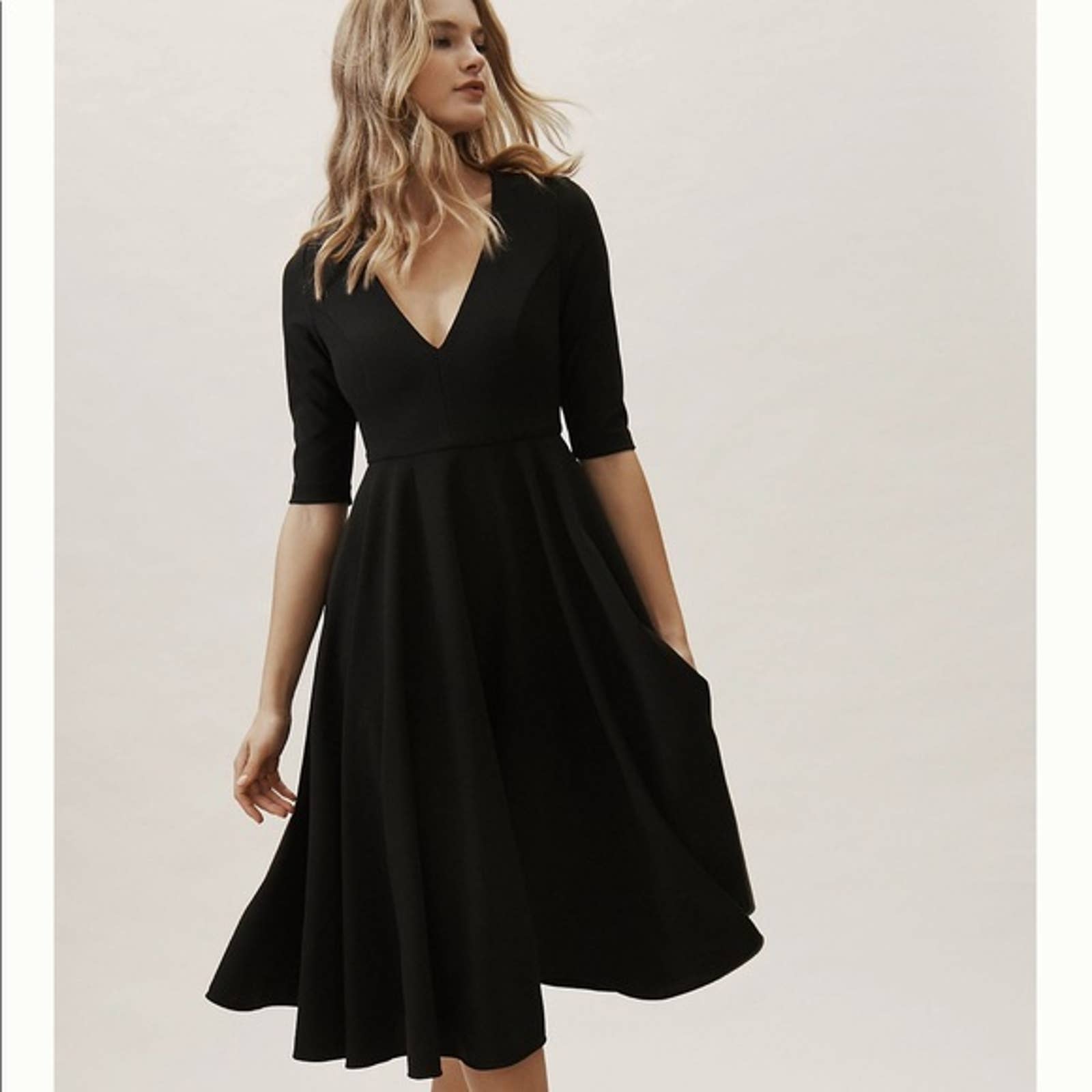 Bhldn Anthropologie Valdis Dress Black Midi 2 New